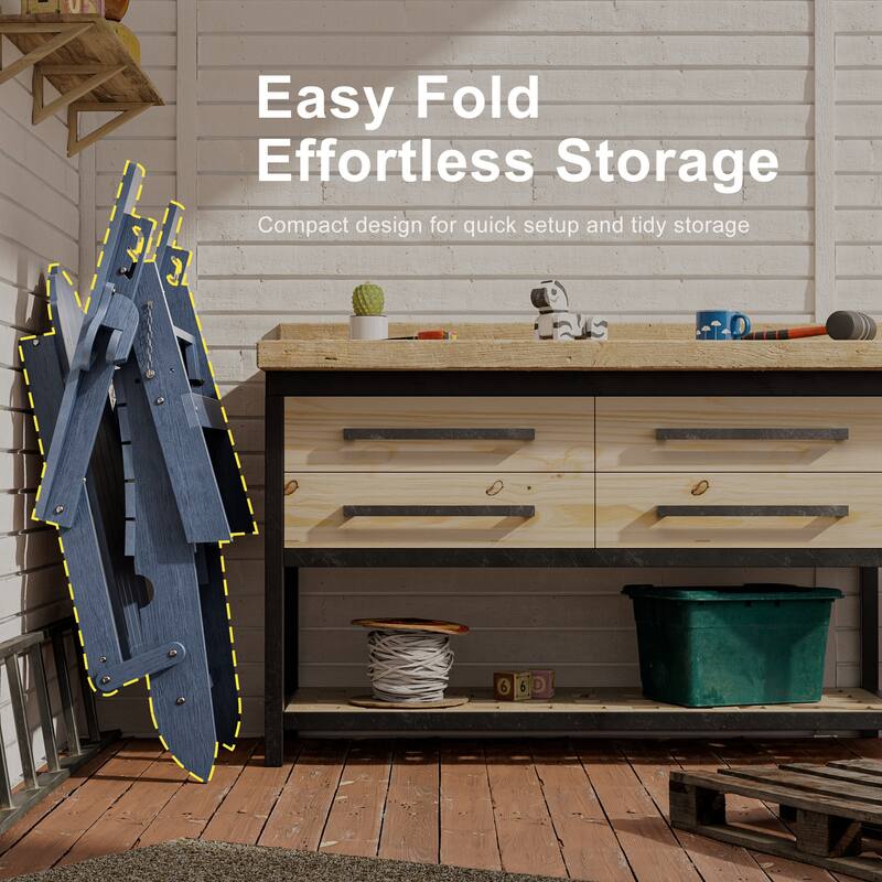 3-Position Adjustable Folding Adirondack Chair W/ Ottoman for Outdoor