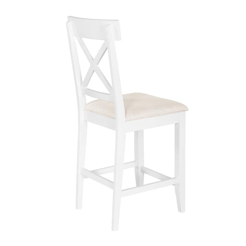 Farmhouse 5-Piece Counter Height Dining Table Set with 3-Tier Storage Shelves and Comfortable Cross Back Dining Chairs
