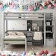 preview thumbnail 1 of 32, Twin Over Twin Loft Bed With A Stand-alone Bed,Desk,Shelves And Drawers Grey
