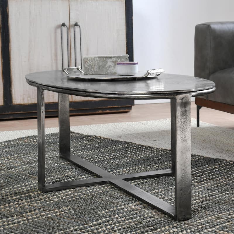 Classic Home Flores 48" Oval Metal Coffee Table