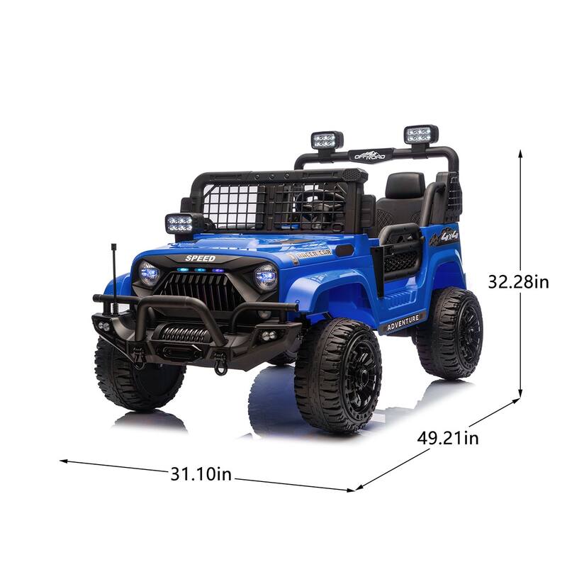 24V 2-seater Kids Ride On Electric Truck Car W/Parents Control, 2wd, Four-wheel Suspension, 8.66in Ground Clearance