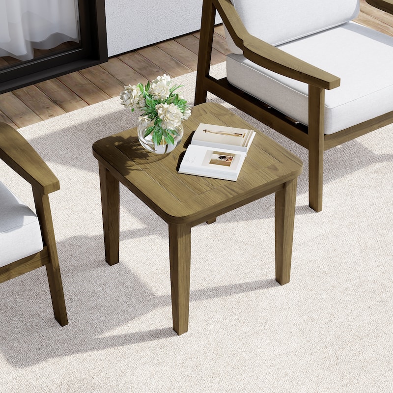 Outdoor Patio Wood Teak Square Side Table