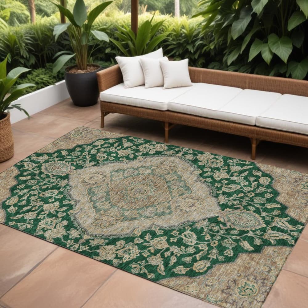 HomeRoots Oriental Traditional Rectangle Outdoor Rug