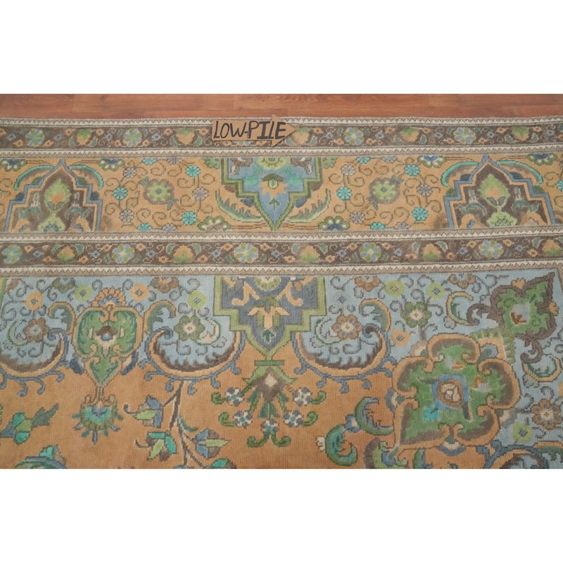 Hand Knotted Oriental 100% Wool Carpet Traditional Floral Oranges & Rust Tabriz Area Rug - 12' 10'' X 9' 8''