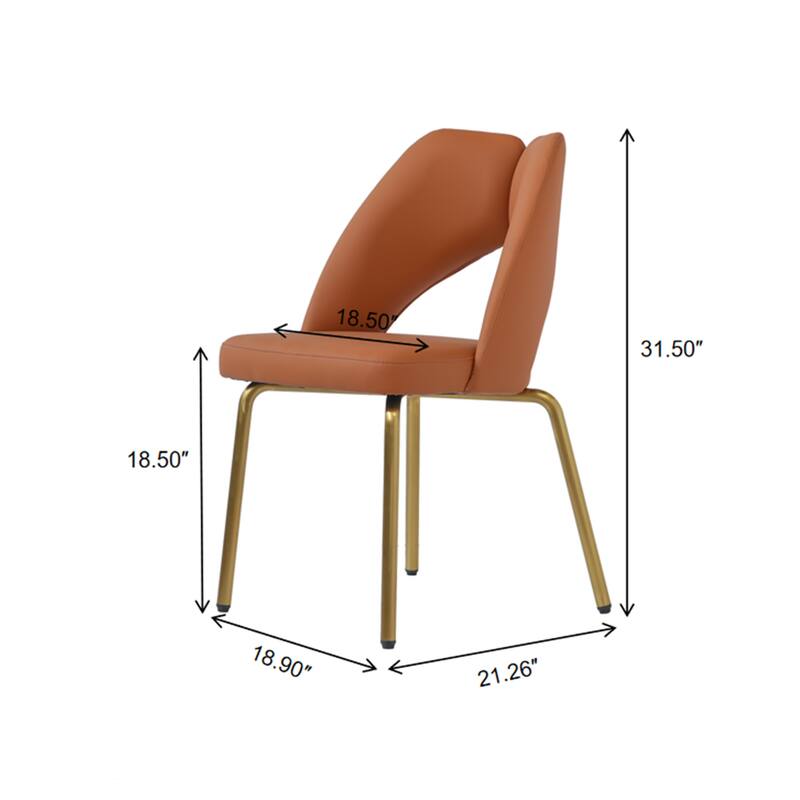 18.5''H Faux Leather Dining Chairs with Gold Metal Legs (Set of 2)