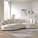 preview thumbnail 5 of 59, Contempory Curved L-Shaped Sectional Sofa with Chaise – Extra Wide White Upholstered Luxury Lounge