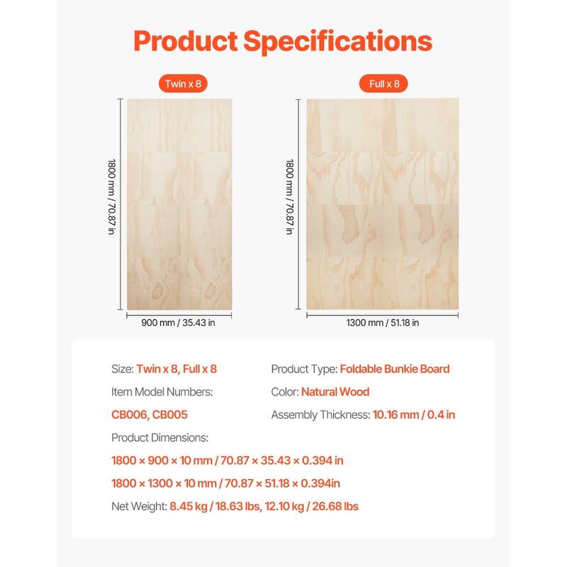 Natural Wood Pine Plywood Foldable Bunkie Board with Ventilated Webbing Straps