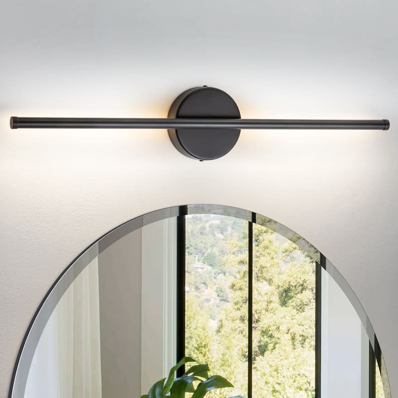 1-Light Black/ Gold/ Nickel Modern Long Linear Strip Wall Sconce Dimmable LED Bathroom Vanity Light