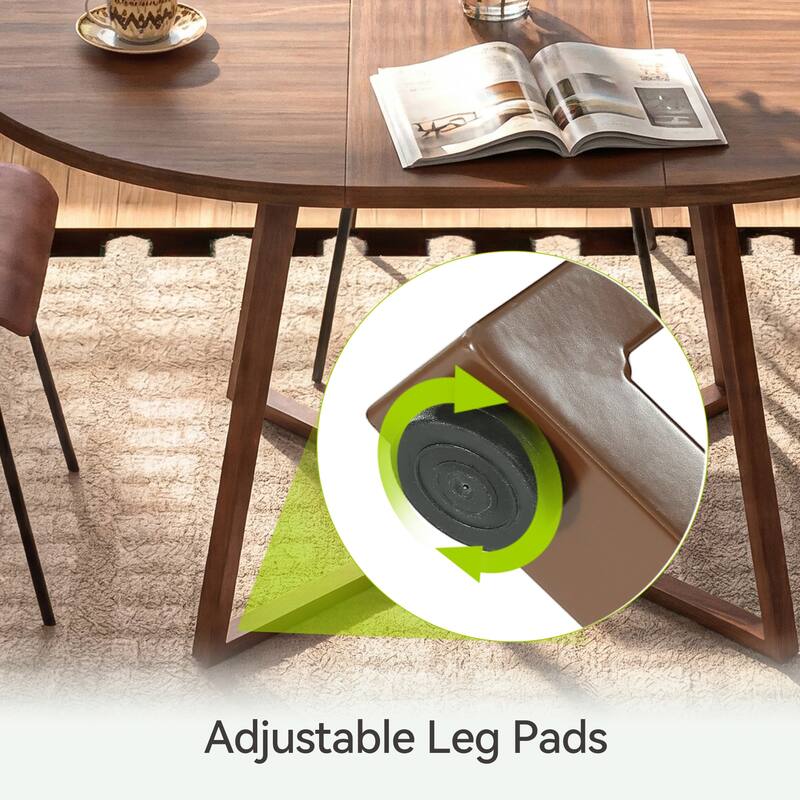 59-Inch Round Dining Table for 4-6 Persons Sturdy X-Shaped Metal Base | Waterproof & Scratch-Resistant Tabletop | Easy Assembly