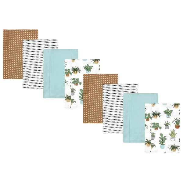 slide 1 of 1, Hudson Baby Cotton Poly Flannel Burp Cloths 8-Pack, Plants, One Size - Plants 8-Pack - One Size One Size - Plants 8-Pack