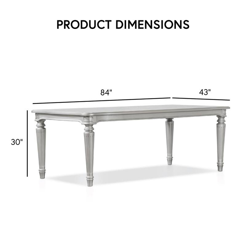 Furniture of America Seabliss Glam 5-Piece Silver Solid Wood Dining Table Set