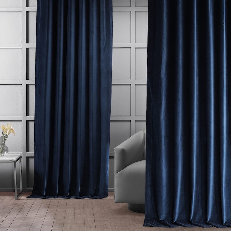 Exclusive Fabrics Vintage Cotton Velvet Room Darkening Curtains - Luxurious Drapery in Timeless Elegance (1 Panel)