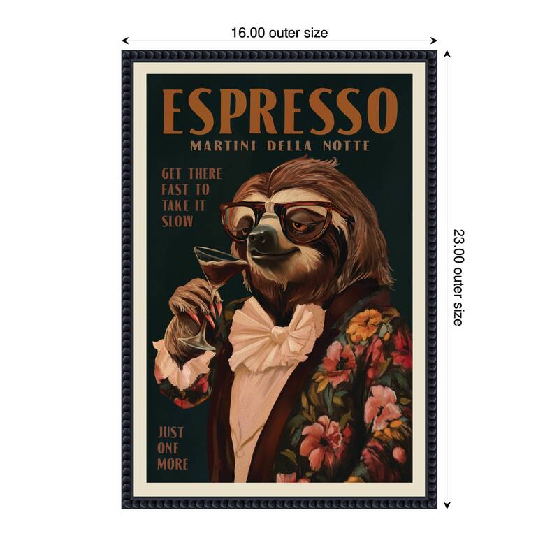 Kate and Laurel WG Espresso Sloth by The Whiskey Ginger Framed Canvas Wall Art Print