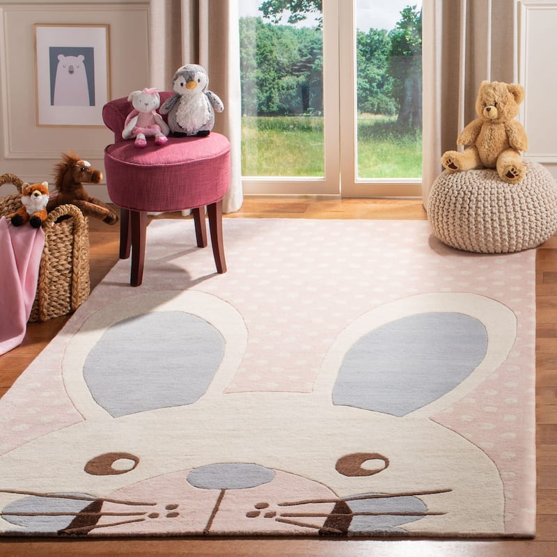 SAFAVIEH Handmade Kids Kadijah Wool Rug - 5' x 8' - Pink/Ivory