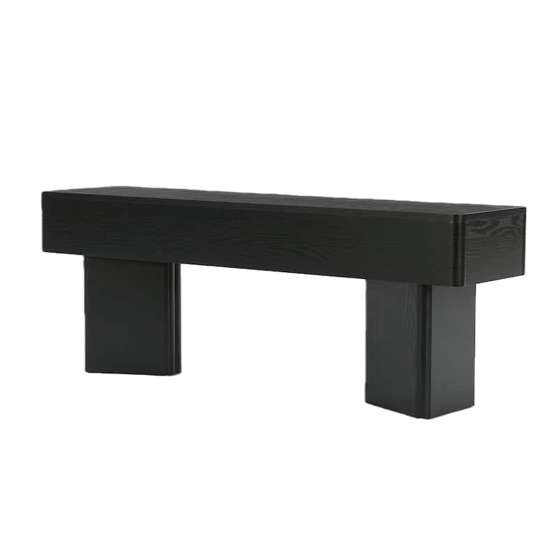 47" Black Entryway Bench with Stable Bases