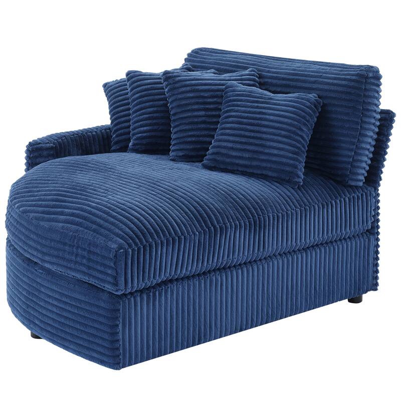 Oversized Fan-shaped Corduroy Couch, 2-piece Sectional Sofa with 4 & 8 Throw Pillows