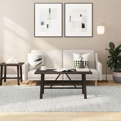 Farmhouse Style Trestle Base Solid Wood Coffee Table