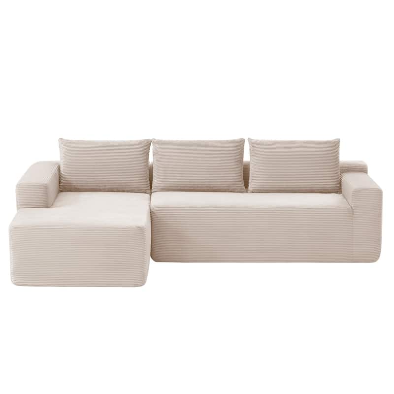 96.9" L-Shaped Corduroy Sectional Sofa, No Assembly Required