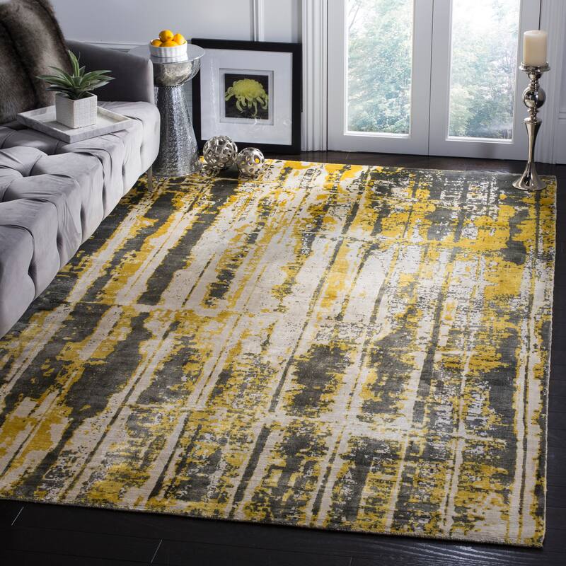 SAFAVIEH Handmade Mirage Ytje Modern Abstract Viscose Rug - 8' x 10' - Grey/Yellow