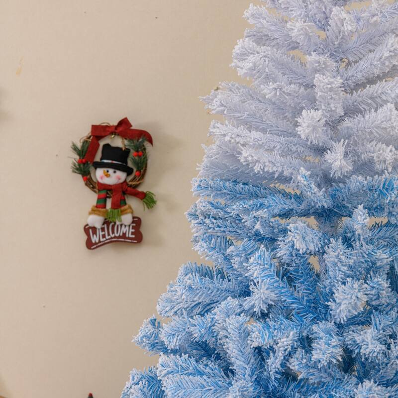 Artificial Flocked Christmas Tree with Metal Stand and Snow-Tipped Branches Ideal Holiday Decoration