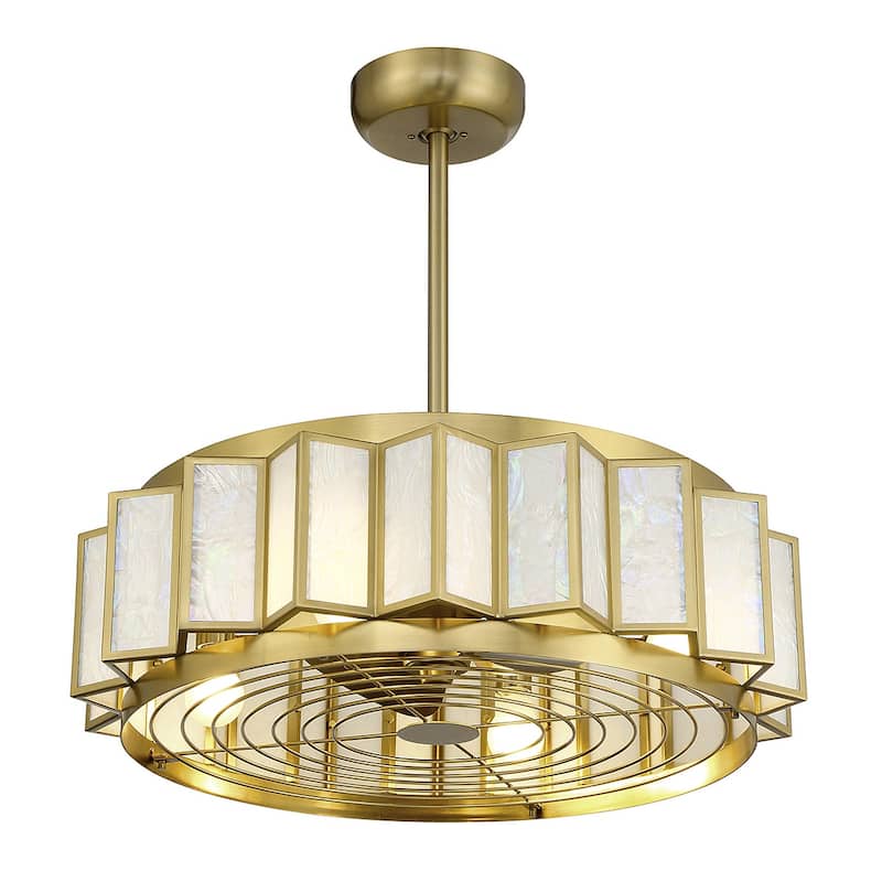 Warm Brass LED Fan D'Lier from the Gideon Collection