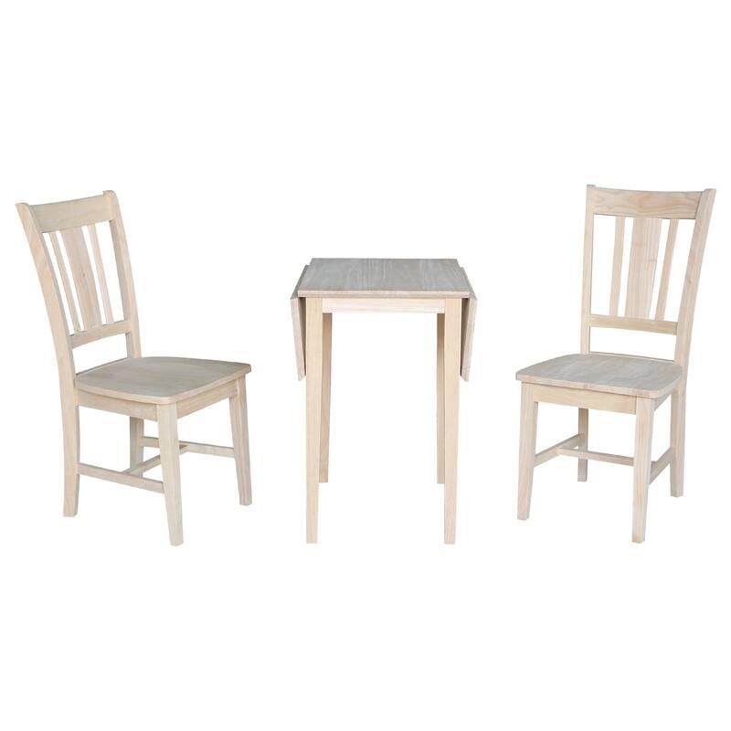 Small Drop Leaf Dining Table with 2 Chairs - 3 Piece Set