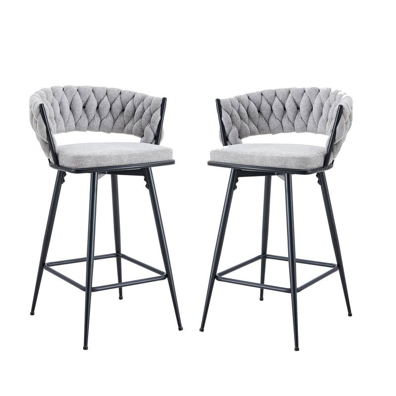 Retro Bar Stools, Swivel Rotating Stools(Set of 2) - Light Grey