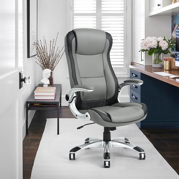 Porch & Den Nehalem Black/ Grey Upholstered Executive Desk Chair. Opens flyout.