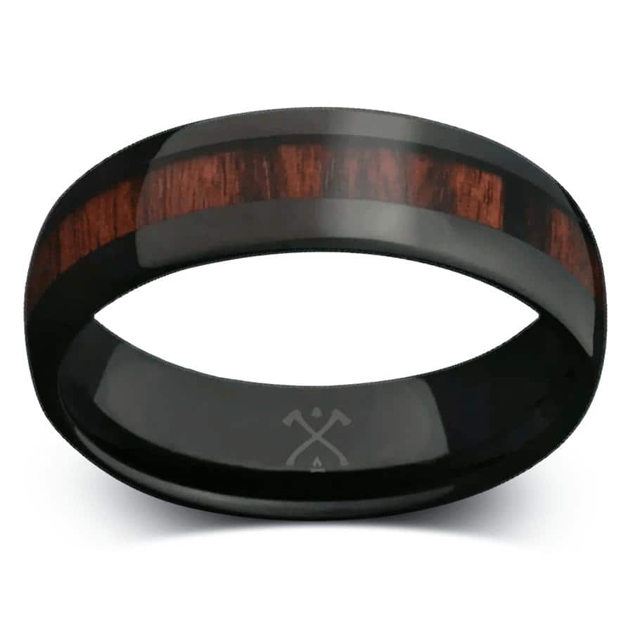 Manly Bands THE COWBOY Tungsten Black Plated with Inlay 8mm Polished Finish