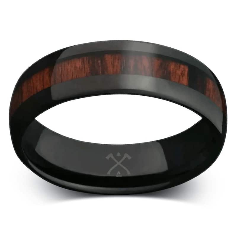 Manly Bands THE COWBOY Tungsten Black Plated with Inlay 8mm Polished Finish