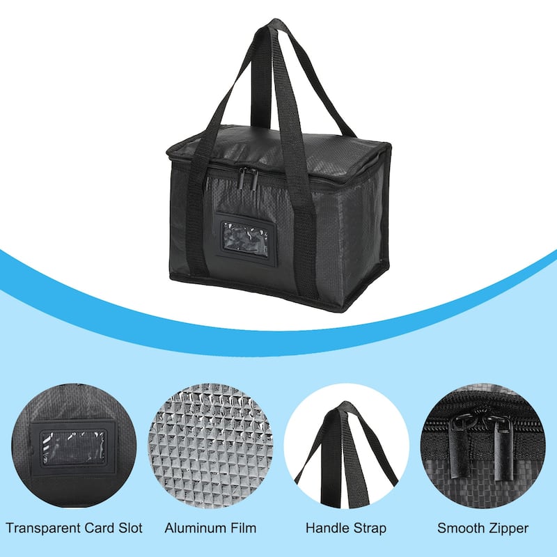 14"x9"x10" Insulated Reusable Grocery Bag Food Transport Tote Bag, Black