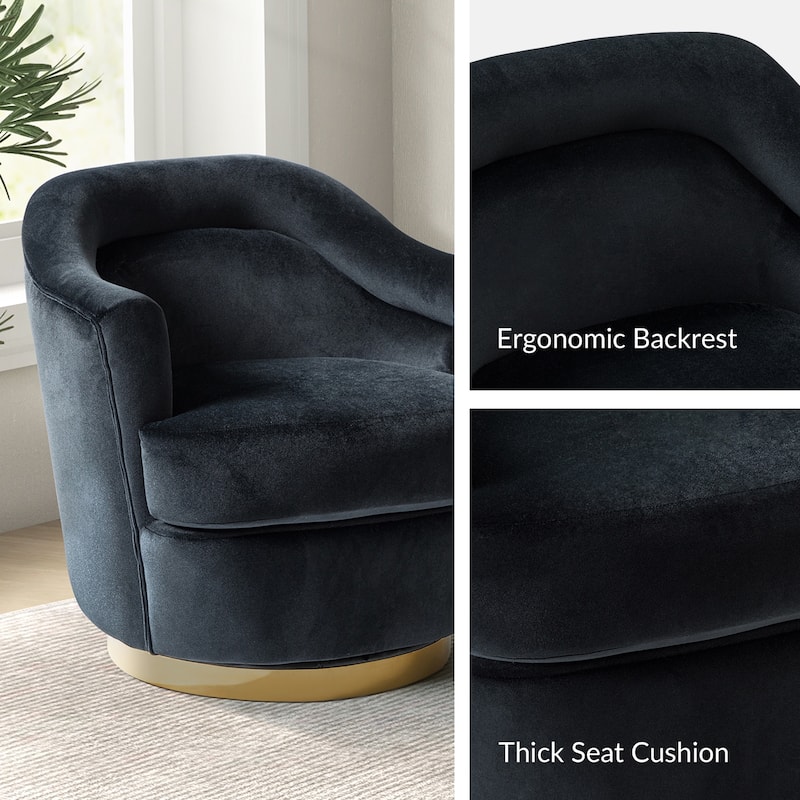 Kanstantin Modern Upholstered Swivel Barrel Chair with Golden Base by HULALA HOME
