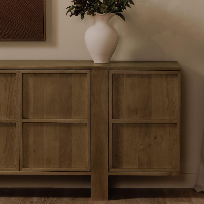 NADAAL STUDIOS Vionette, Four Doors Sideboard With Solid Oak - 74"W x17"D x31"H