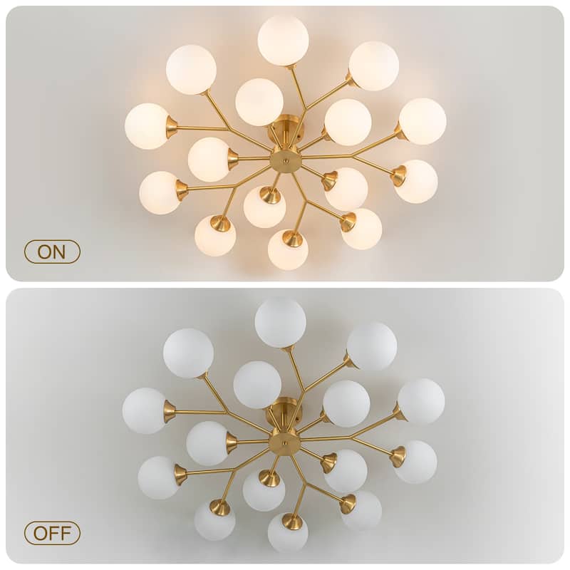 38.5" Mid Century Semi Flush Mount Ceiling Light Modern Sputnik Chandelier - W38.6"