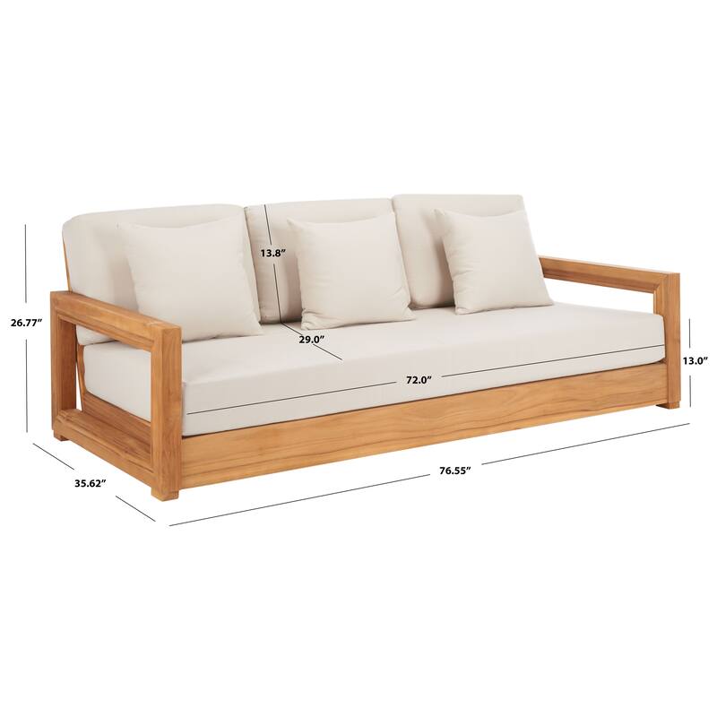 SAFAVIEH Couture Montford Brazilian Teak 3-Seat Bench - 77"W x 36"D x 27"H