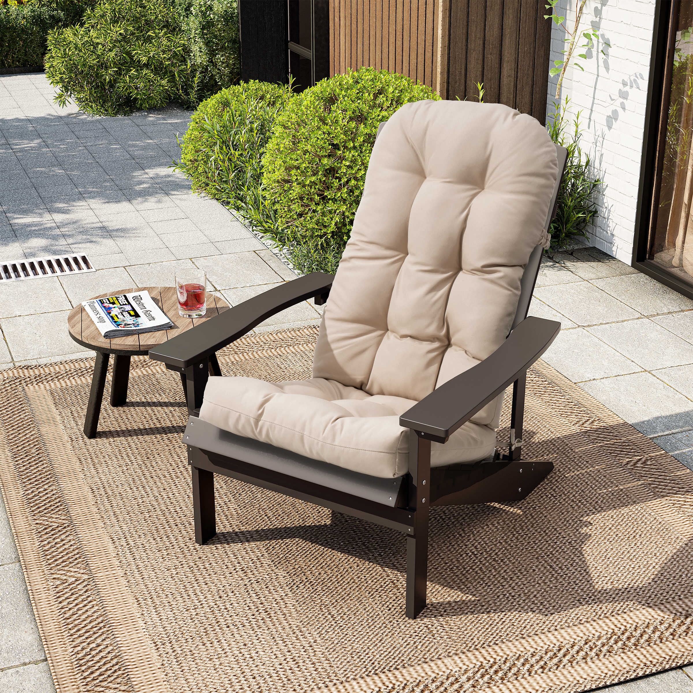 Adirondack Style Patio Outdoor Chair Cushion for Adirondack Chair or Lounge Rocking Chair See picture 2 Piece Set Beige
