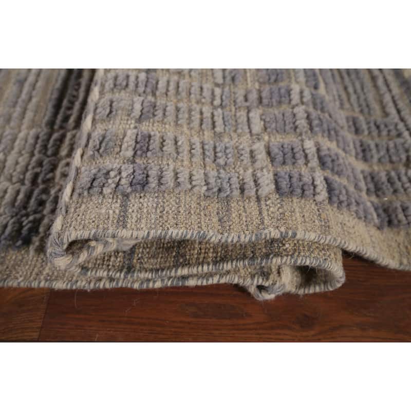 All-Over Striped Moroccan Large Area Rug Handmade Wool Carpet - 9'10"x 14'3"