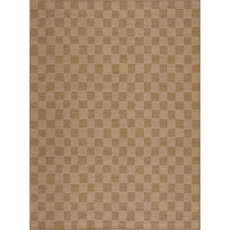 Hauteloom Kuval Living Room, Bedroom Patio Outdoor Area Rug - Farmhouse - Camel - 2' x 2'11"