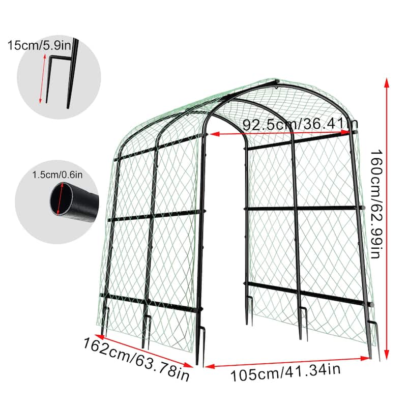 Large Metal Archway Arbor Plants Arch Trellis Garden Tunnel with Climbing Net