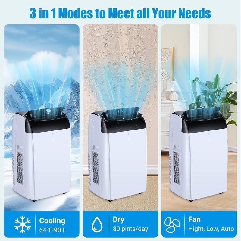 14,000 BTU Portable Air Conditioner for Room, Cools 750 Sq.Ft