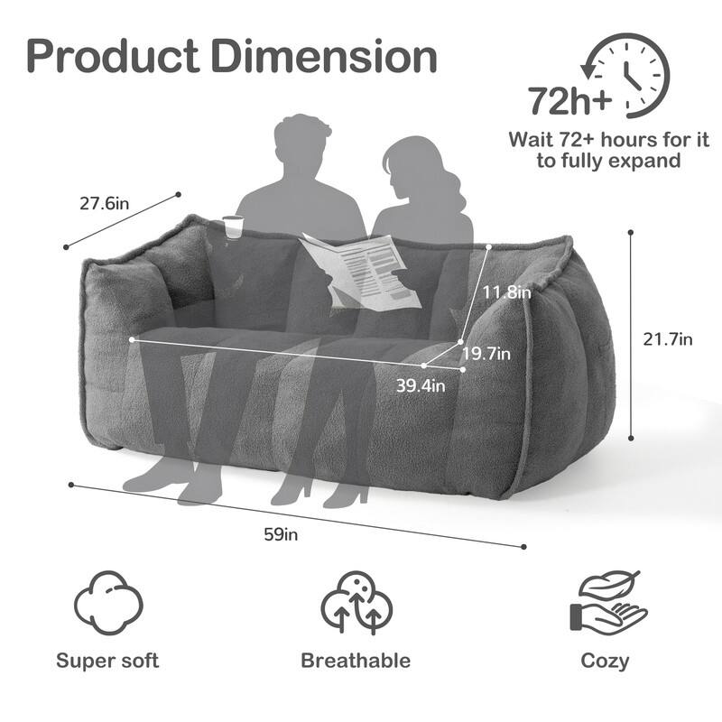 Teddy Fleece 2-Person Bean Bag Sofa