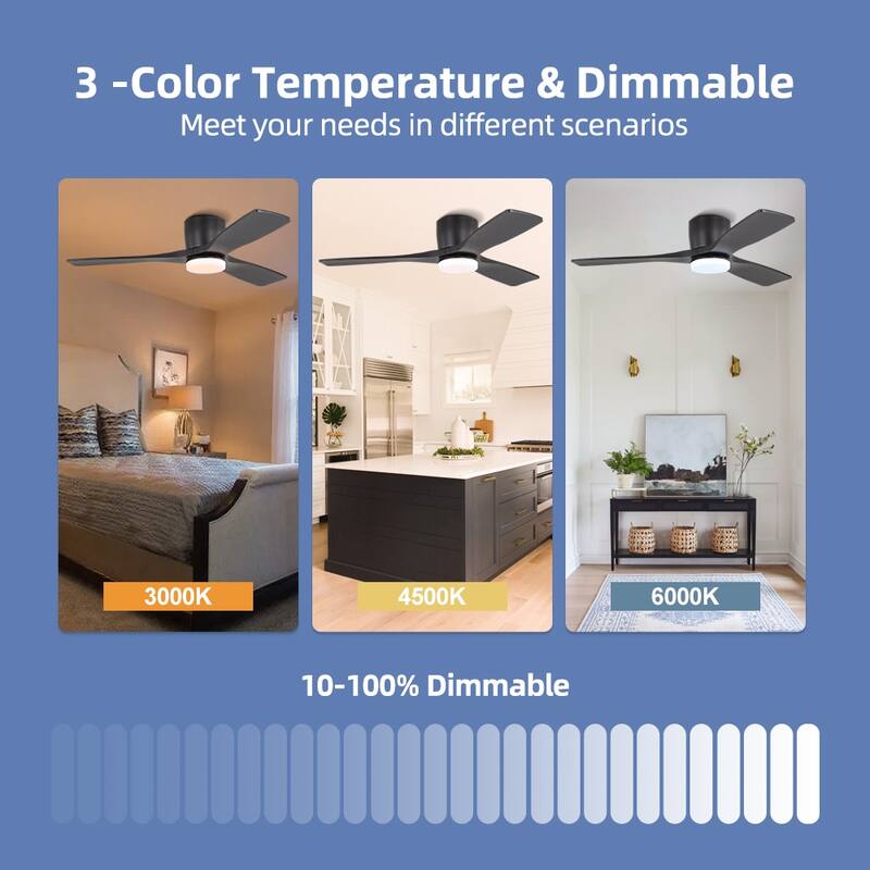 48In 3Blade Dc Motor Indoor Ceiling Fan With Light Kit And Remote
