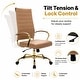 preview thumbnail 58 of 98, Benmar Ribbed Leather Executive High Back Office Chair with Gold Frame, Swivel, Tilt, Lumbar Support