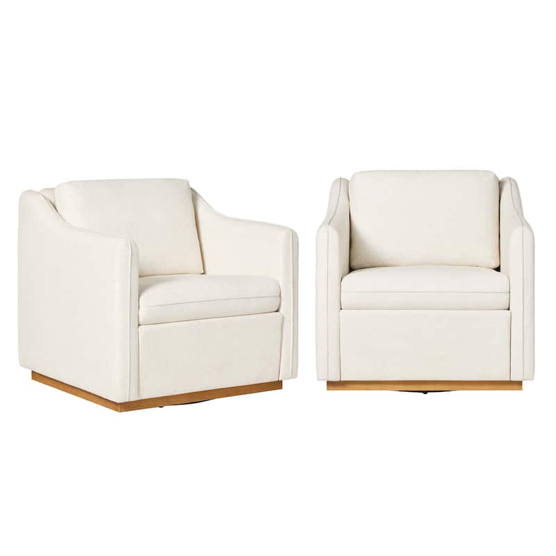 Walker Edison Modern Farmhouse Upholstered Linen Swivel Armchairs (Set of 2)