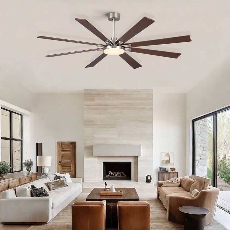 72 inch Retro Farmhouse Ceiling Fan with Light and Solid Wood Blades