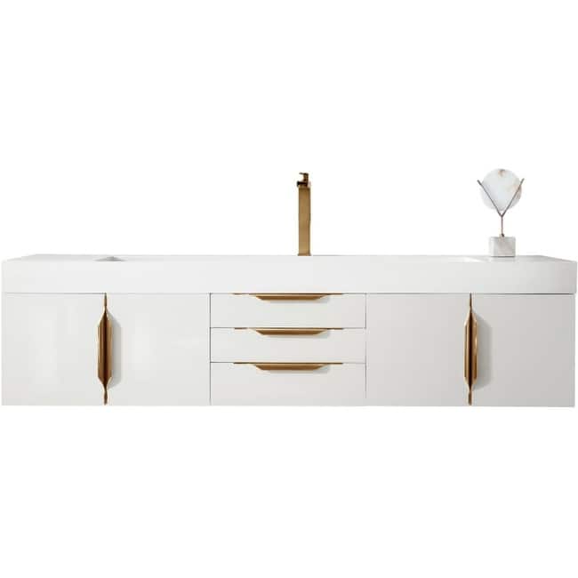 James Martin Vanities Montreal 28" x 28" Framed Bathroom Mirror - Glossy White