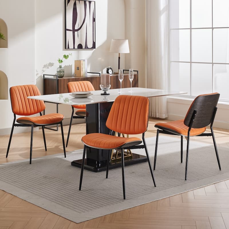 GDF Studio - Classic Upholstered Dining Chair with Metal Legs and Ergonomic Curved Back (Set of 2)