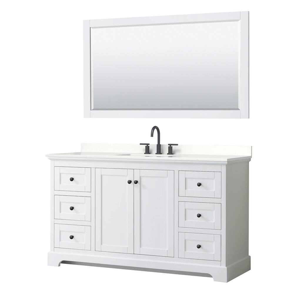 Avery 60-inch Single Vanity, Quartz Top, 58-inch Mirror