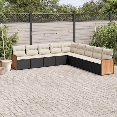 vidaXL Patio Sofa Set with Cushions Outdoor Conversation Furniture Poly Rattan