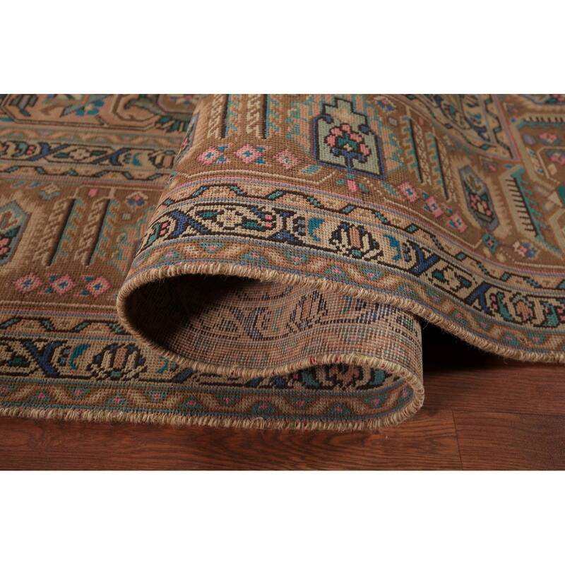 Geometric Tabriz Persian Vintage Area Rug Hand-Knotted Wool Carpet - 8'3" x 11'4"